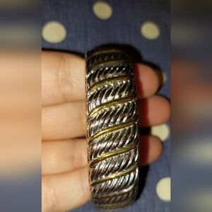 Vintage Silver and Gold Twisted Clamper Bracelet
